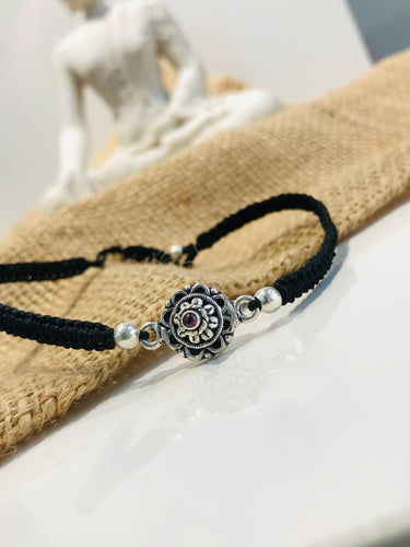 Silver Flower Stone Bracelet